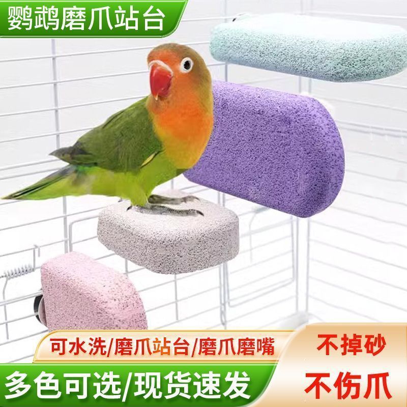 鹦鹉雪糕磨牙磨砂站杆磨嘴神器休息站台小鸟玩具鸟笼通用糙面站台