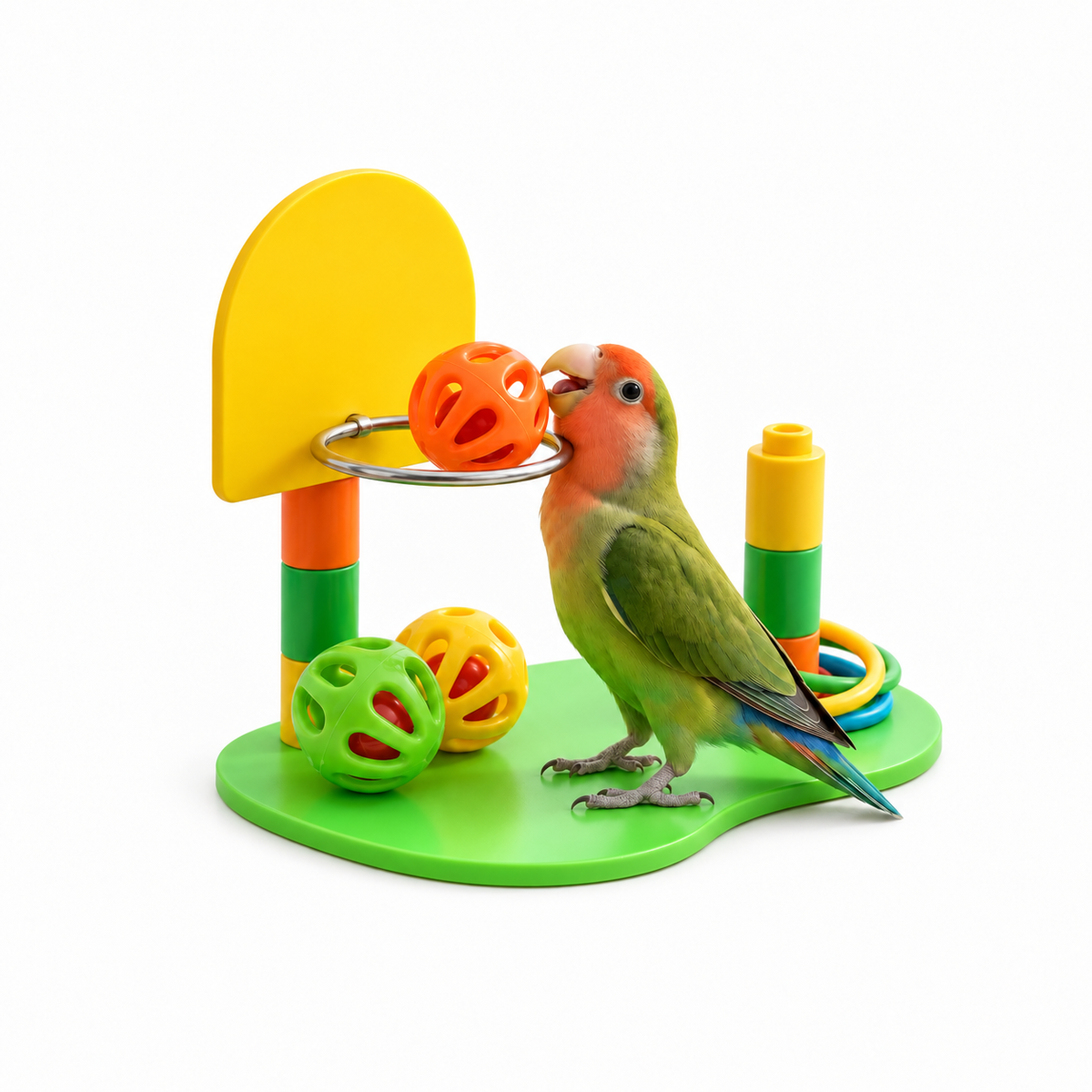 Basketball and Ring Toss Set for Small Birds